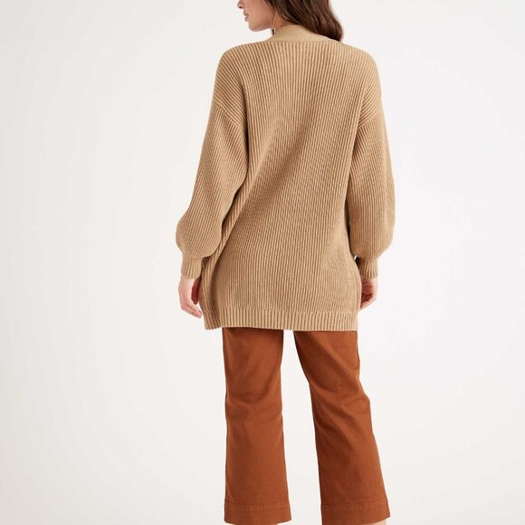 Quince 100% Organic Cotton Oversized Cardigan in Camel - Picture 3 of 8